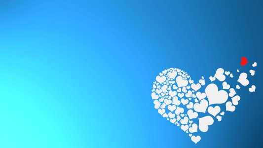 Hearts red blue