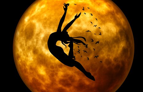 Moonlight woman silhouette