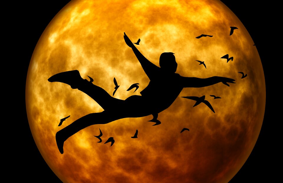 Moonlight man silhouette