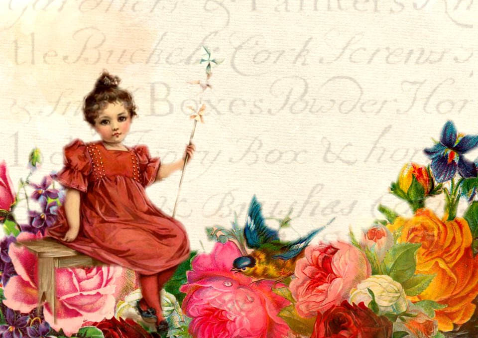 Roses retro woman