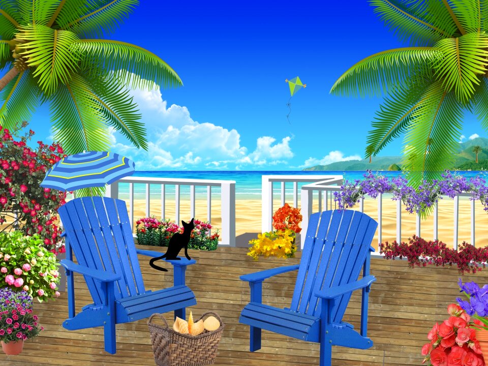 Chairs flowers tranquility