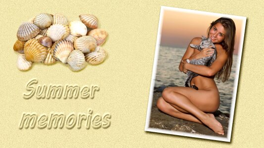 Postcard summer memories young woman