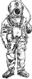 Comic diving underwater