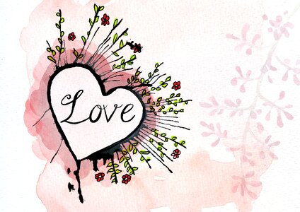 Watercolor heart modern