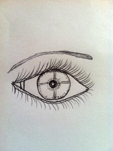Line drawing eyelashes pupil