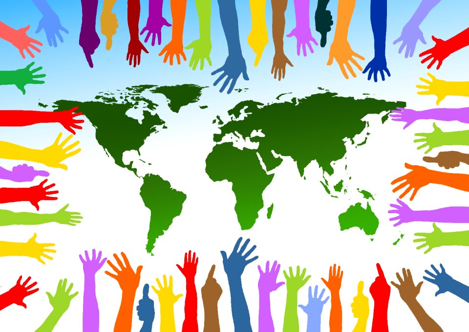 Continents hands together