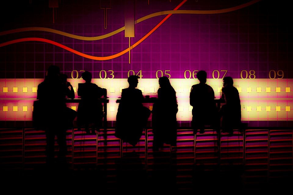 Silhouette businessmen economy