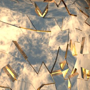 Broken mirror glass