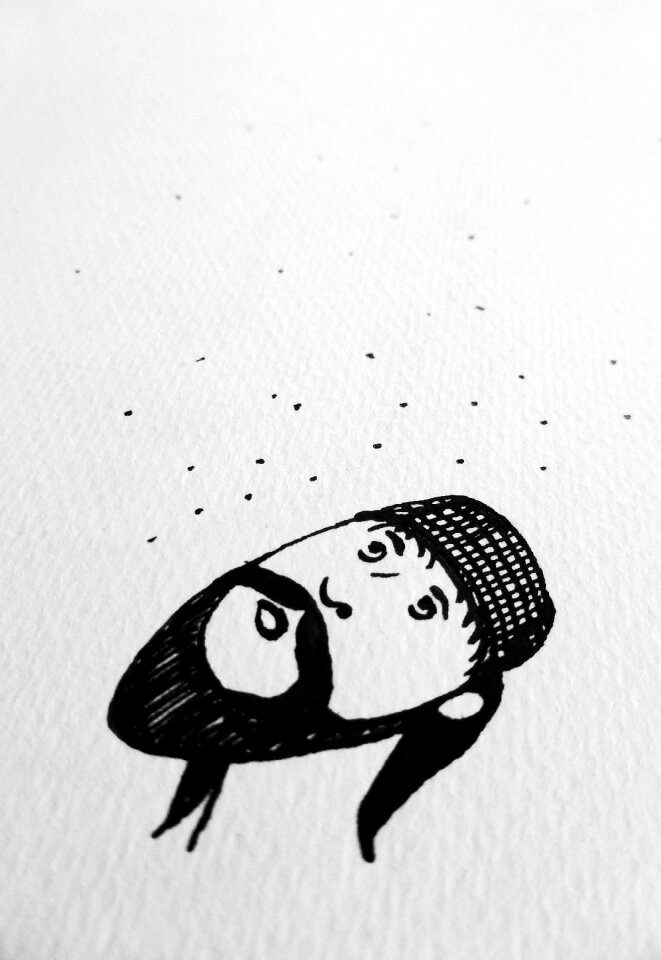 Comic caricature black and white