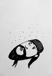 Comic caricature black and white