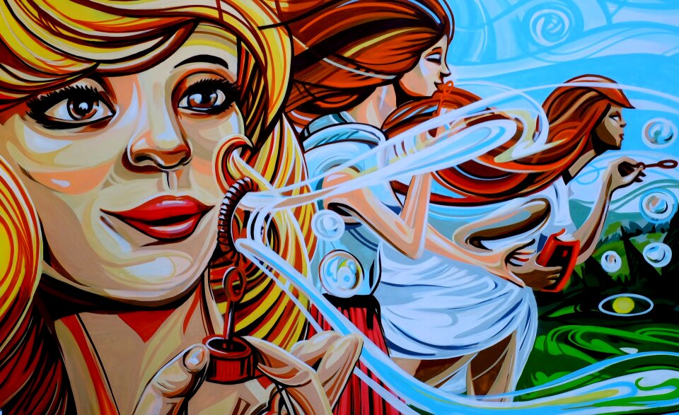 Giant soap bubbles graffiti Free illustrations