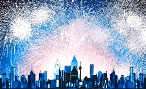 Fireworks window collage