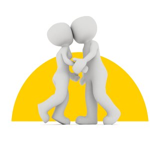 Kiss hug together