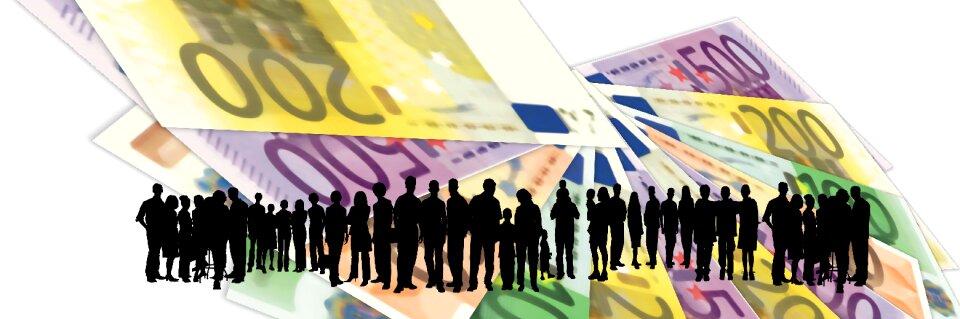 Silhouettes basic income euro