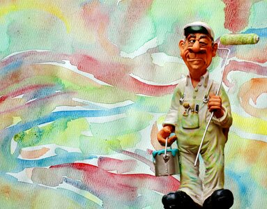 Figure painter working paint