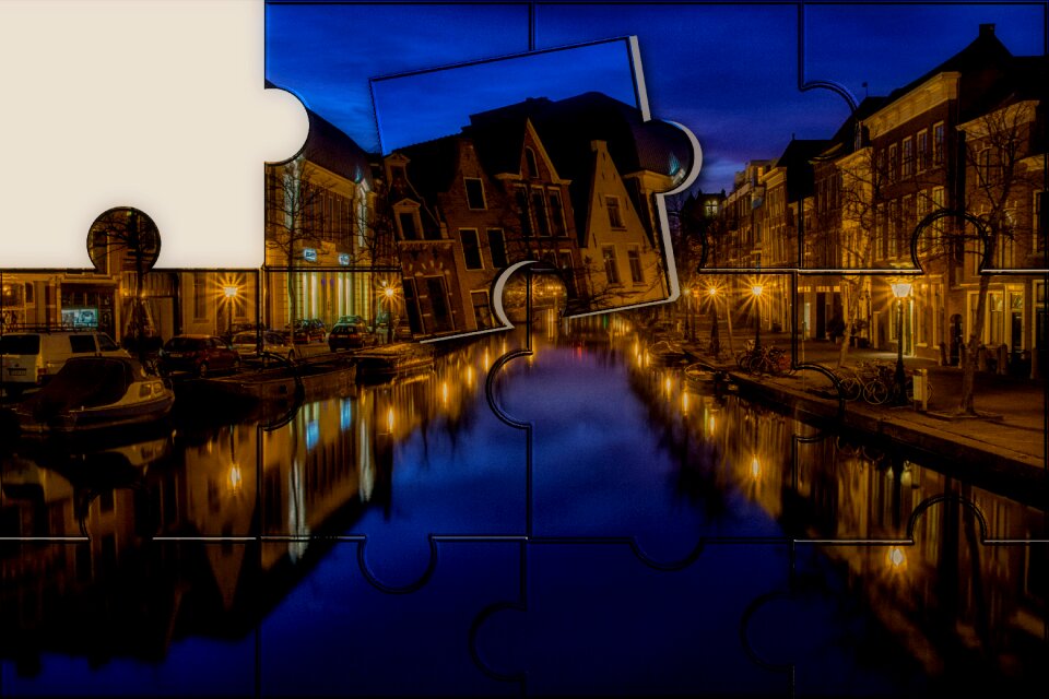 Waterway channel night sky