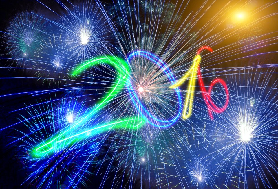 Number turn of the year shower of sparks