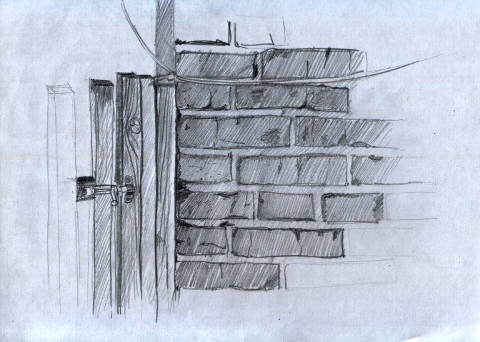 Pencil wall house brick wall