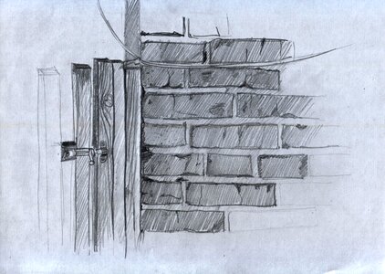 Pencil wall house brick wall