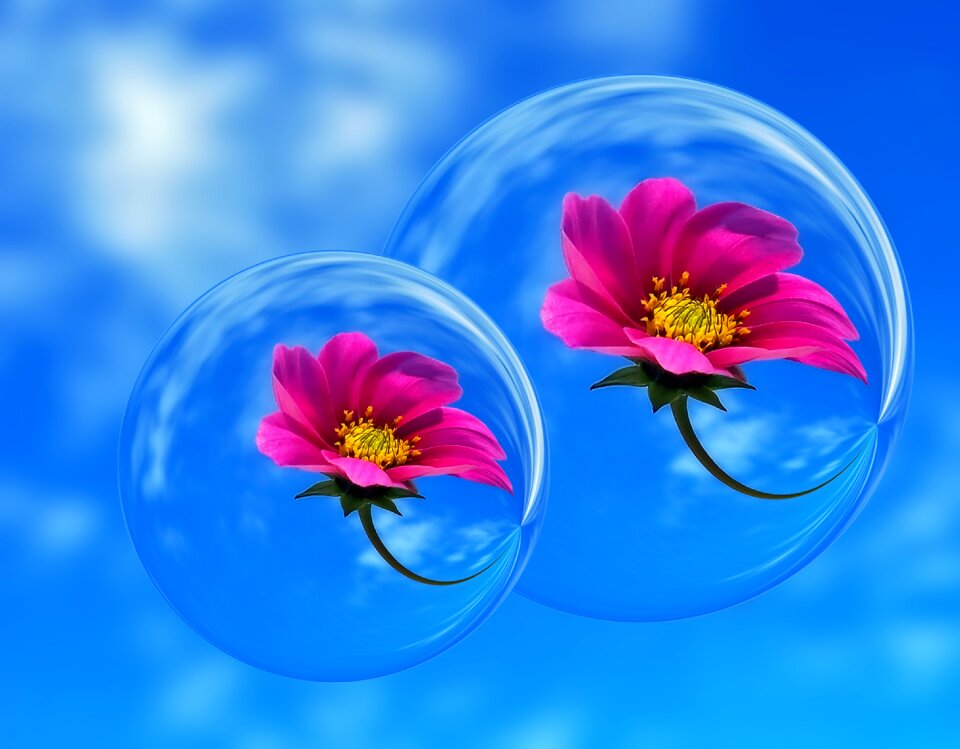Bubbles blue sky