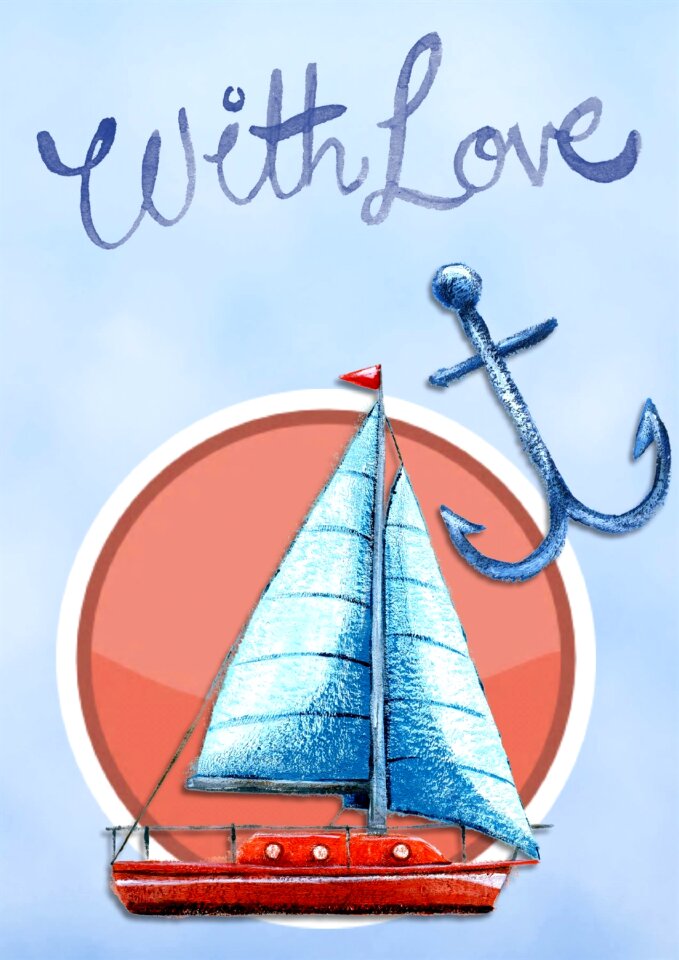 Card greeting blue