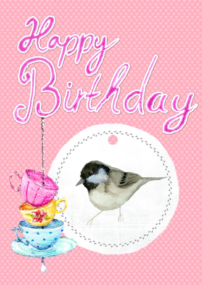 Greeting pink bird