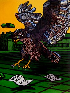 Cartoon style acrylic painting of tine jensen Free illustrations