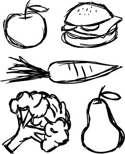 Drawing vegetables apple