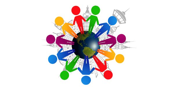 Human chain globe human