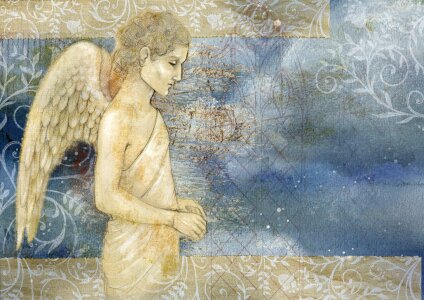 Watercolor wings sky