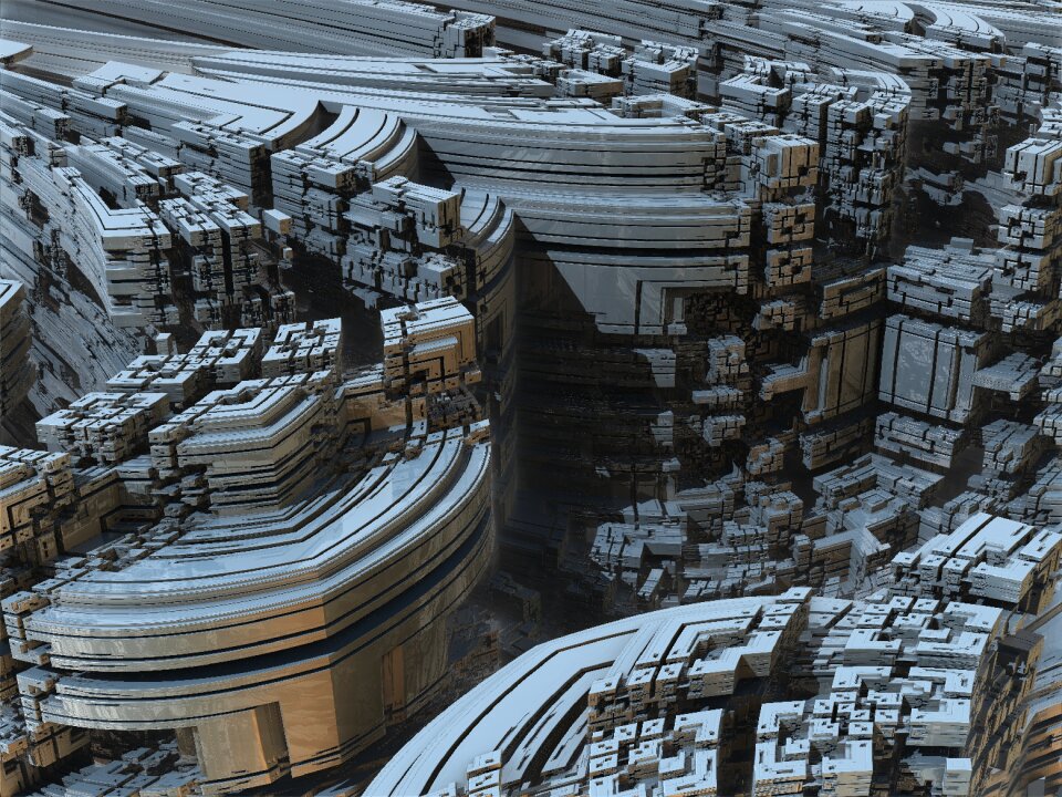 Futuristic cityscape metal
