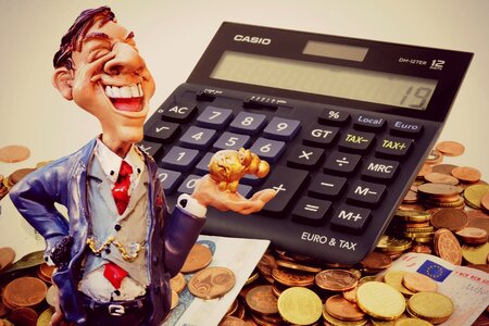 Calculator coins piggy bank