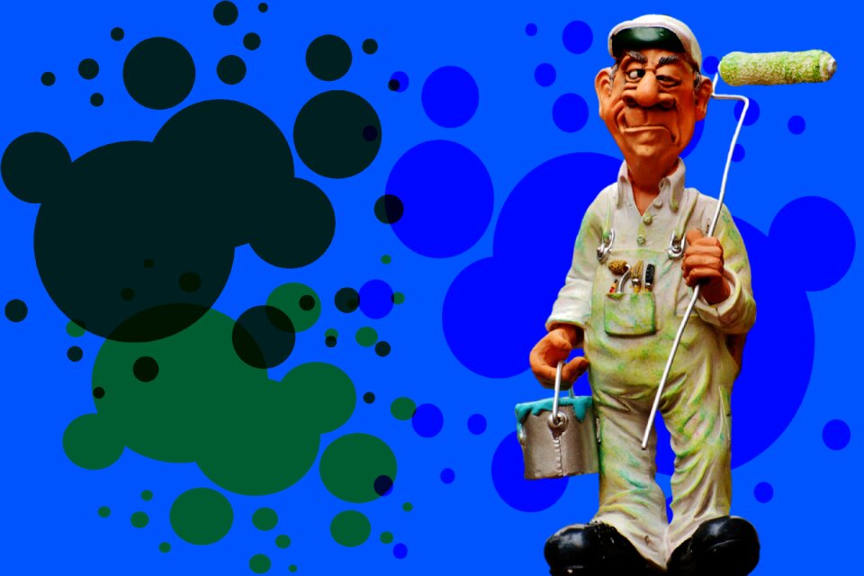 Figure painter working paint