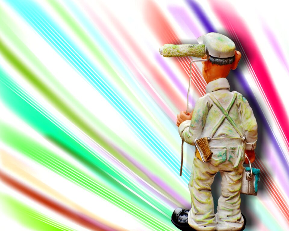 Figure painter working paint