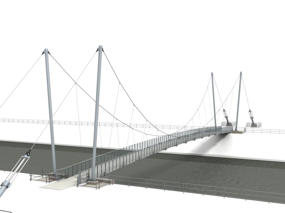 River bridge element metal rods