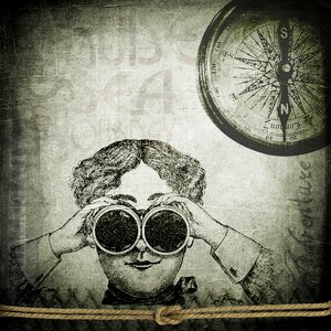 Binoculars background lady grunge