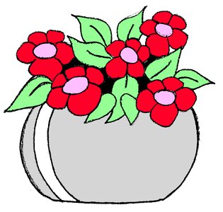 Children drawing red flower