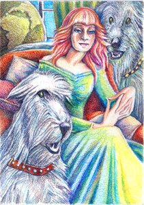 Woman globe dogs