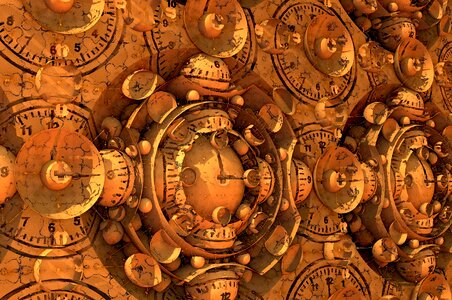 Ancient time clock brown time