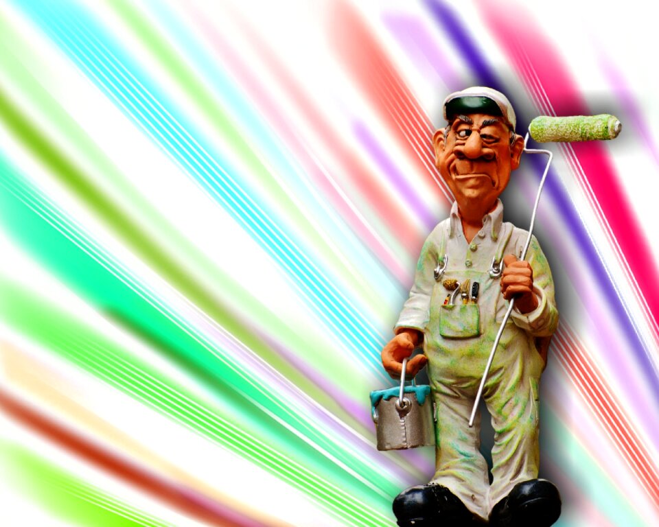 Figure painter working paint