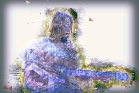 Playing guitar polygon art