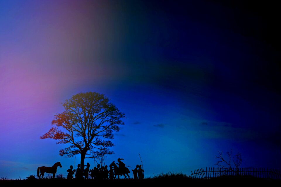 Group of people horses group