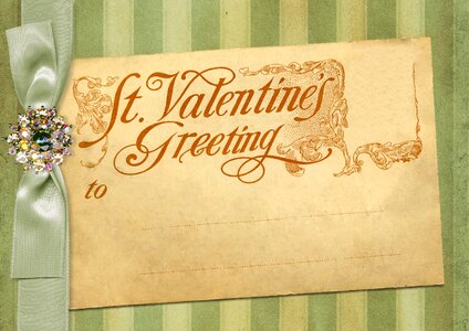 Post card green ribbon