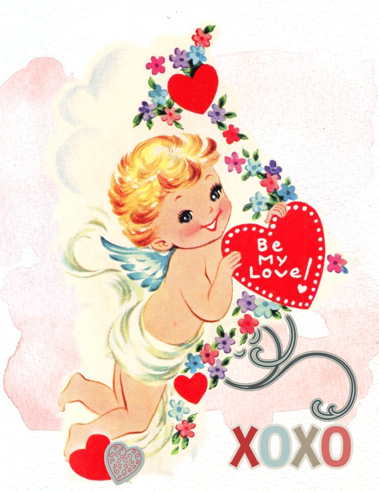 Vintage heart angel