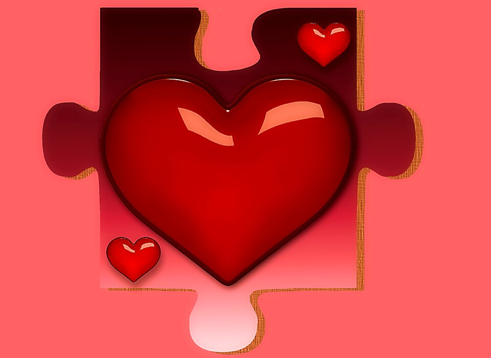Puzzle piece heart shape valentine's day