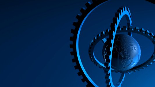 Gear planet blue globe