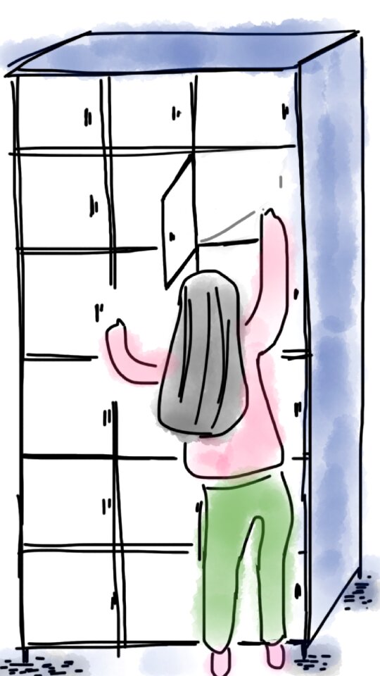 Short girl long hair reaching out