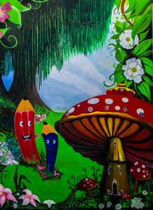 Colorful fantasy mushroom