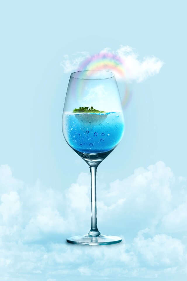 Vacations island blue wine