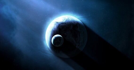 Space universe blue planet